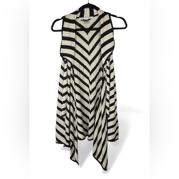 Diane Von Furstenberg Sweaters - Diane Von Furstenberg DVF Black/Cream Stripe Silk Blend Knit Vest Cardigan. L.